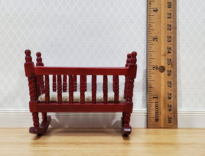Dollhouse Cradle Crib for Nursery Wood Mahogany Finish 1:12 Scale Miniature Furniture - Miniature Crush