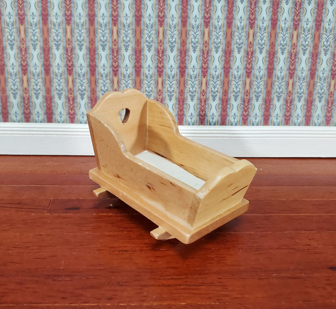 Dollhouse Cradle Small Crib for Nursery Light Oak Finish 1:12 Scale Miniature Furniture - Miniature Crush