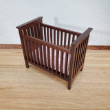 Dollhouse Crib Wood Drop Side Dark Walnut 1:12 Scale Miniature Nursery Furniture - Miniature Crush