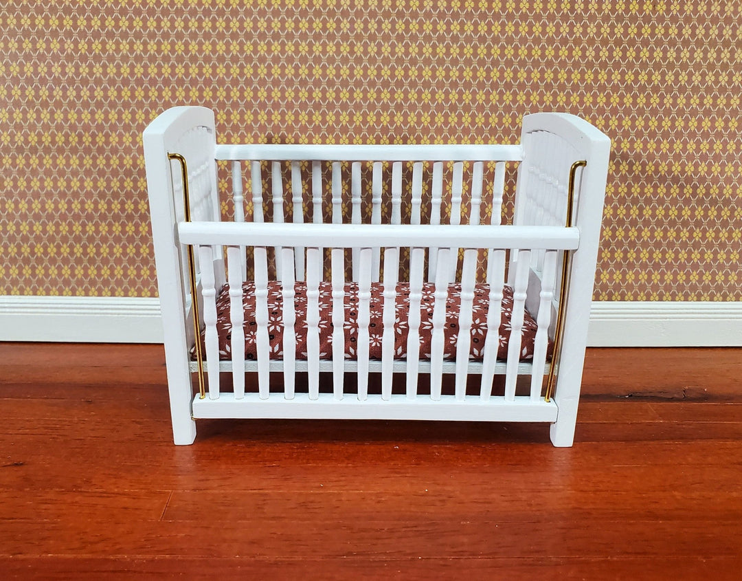 Dollhouse Crib Wood White Drop Side Turned Spindles 1:12 Scale Miniature Nursery Furniture - Miniature Crush