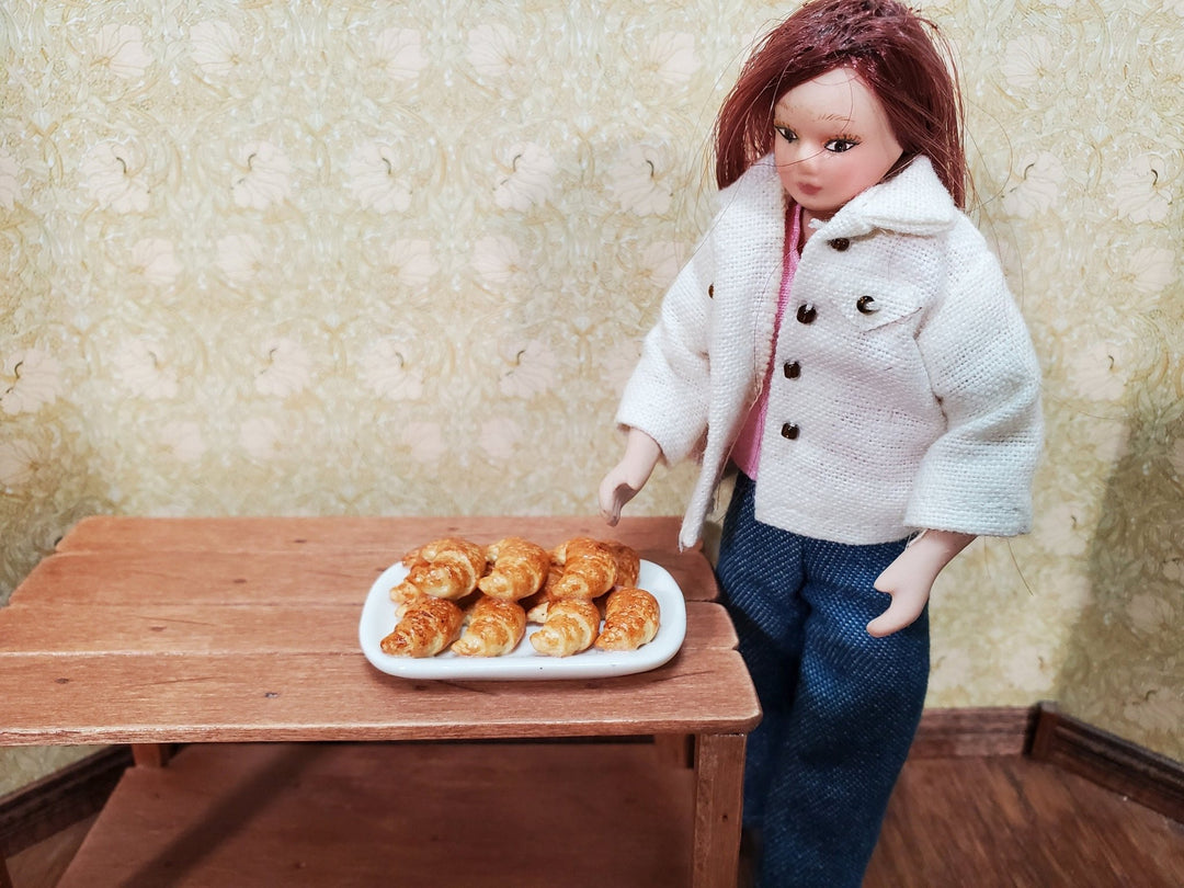 Dollhouse Croissants on a White Platter Pastries 1:12 Scale Miniature Kitchen Food - Miniature Crush
