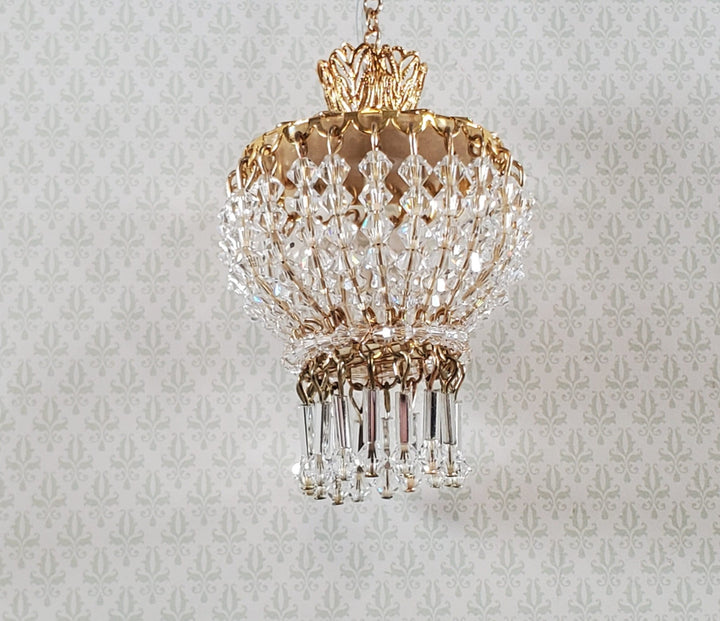 Dollhouse Crystal Ceiling Light Deluxe Real Glass 12 Volt 1:12 Scale Miniature - Miniature Crush