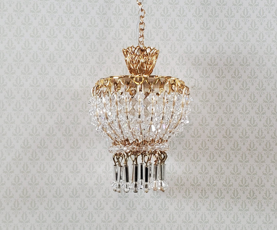 Dollhouse Crystal Ceiling Light Deluxe Real Glass 12 Volt 1:12 Scale Miniature - Miniature Crush