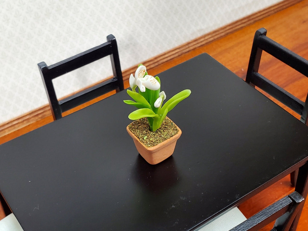 Dollhouse Cup Orchid White Plant in Terra Cotta Planter 1:12 Scale Miniature Decor - Miniature Crush