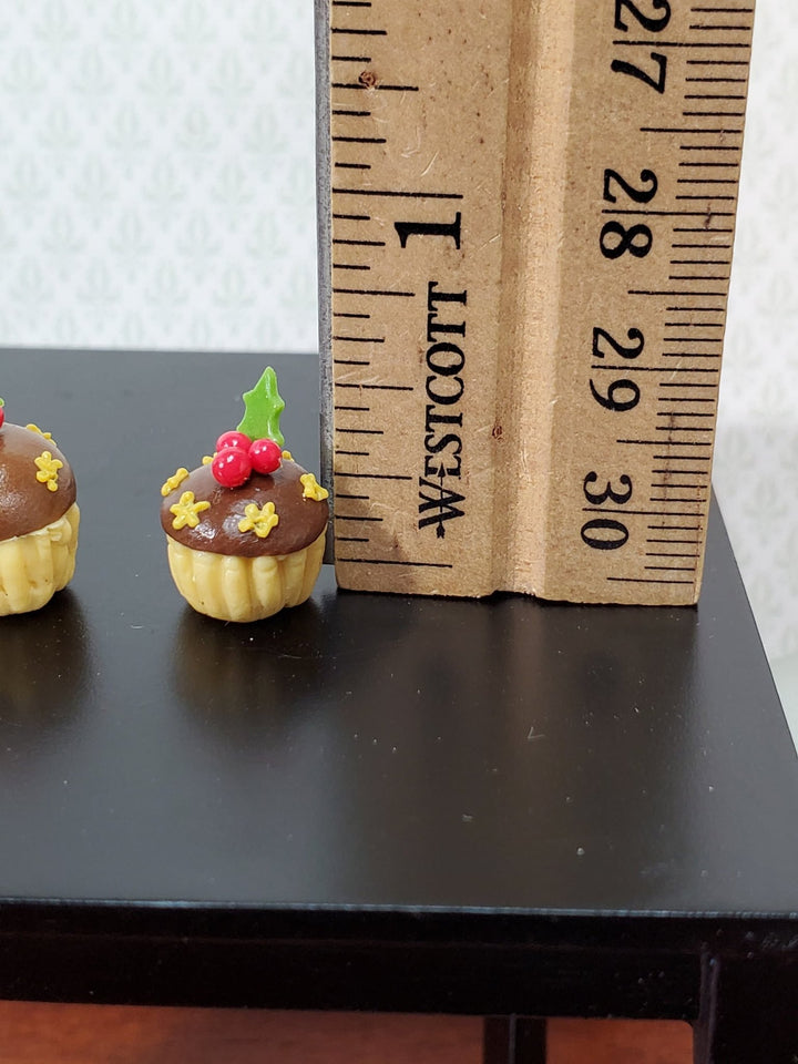 Dollhouse Cupcakes or Cakes Christmas Holiday Set of 4 Use in 1:12 or 1/6 Scale Miniatures - Miniature Crush