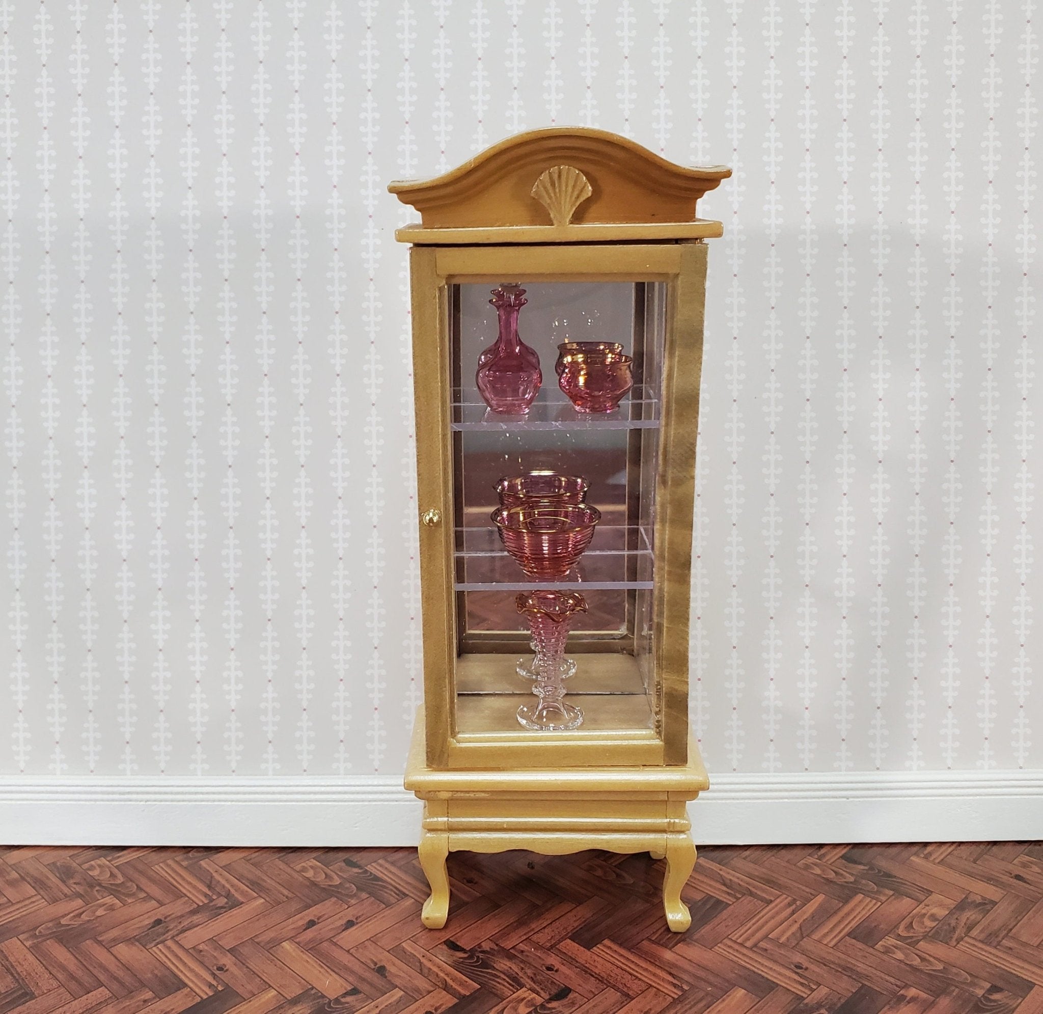 Mirrored Dollhouse Cabinet 2024 or Curio, Wood, 1:12, Vintage