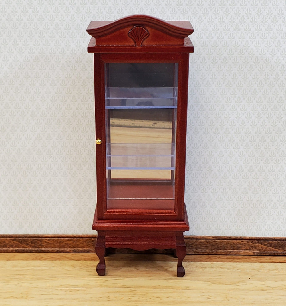 Dollhouse Curio Cabinet Mirrored Back Hutch Mahogany Finish 1:12 Scale Miniature - Miniature Crush