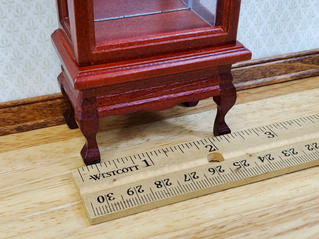 Dollhouse Curio Cabinet Mirrored Back Hutch Mahogany Finish 1:12 Scale Miniature - Miniature Crush