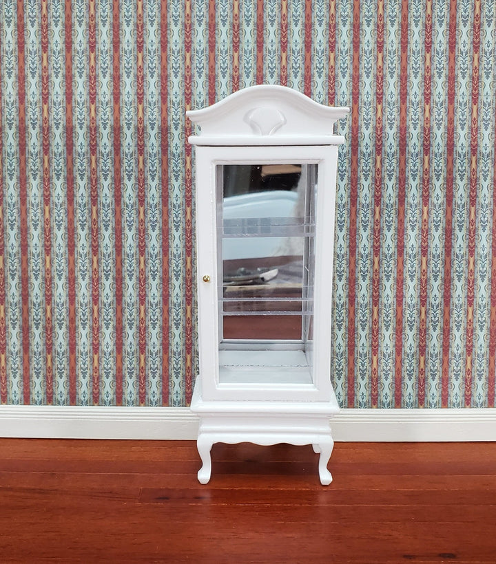 Dollhouse Curio Cabinet Mirrored Back Hutch White Finish 1:12 Scale Miniature Furniture - Miniature Crush