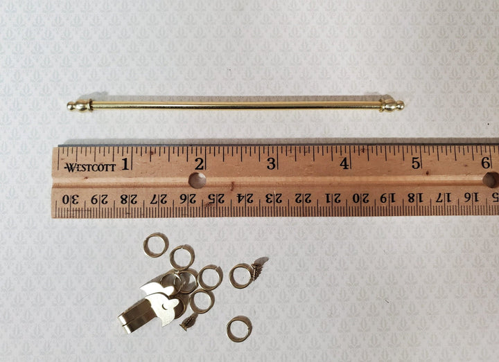 Dollhouse Curtain Rod Gold Metal Adjustable 1:12 Scale Miniatures 4.75" - 8" - Miniature Crush