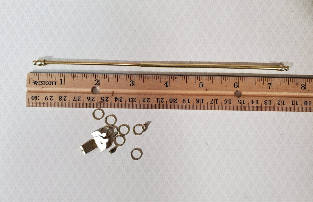 Dollhouse Curtain Rod Gold Metal Adjustable 1:12 Scale Miniatures 4.75" - 8" - Miniature Crush