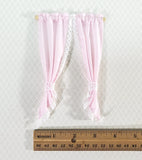 Dollhouse Curtains Light Pink with Lace & Curtain Rod 1:12 Scale Miniature Handmade - Miniature Crush