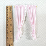 Dollhouse Curtains Light Pink with Lace & Curtain Rod 1:12 Scale Miniature Handmade - Miniature Crush