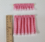 Dollhouse Curtains Nursery or Kitchen Pink with White Hearts 1:12 Scale Miniature - Miniature Crush