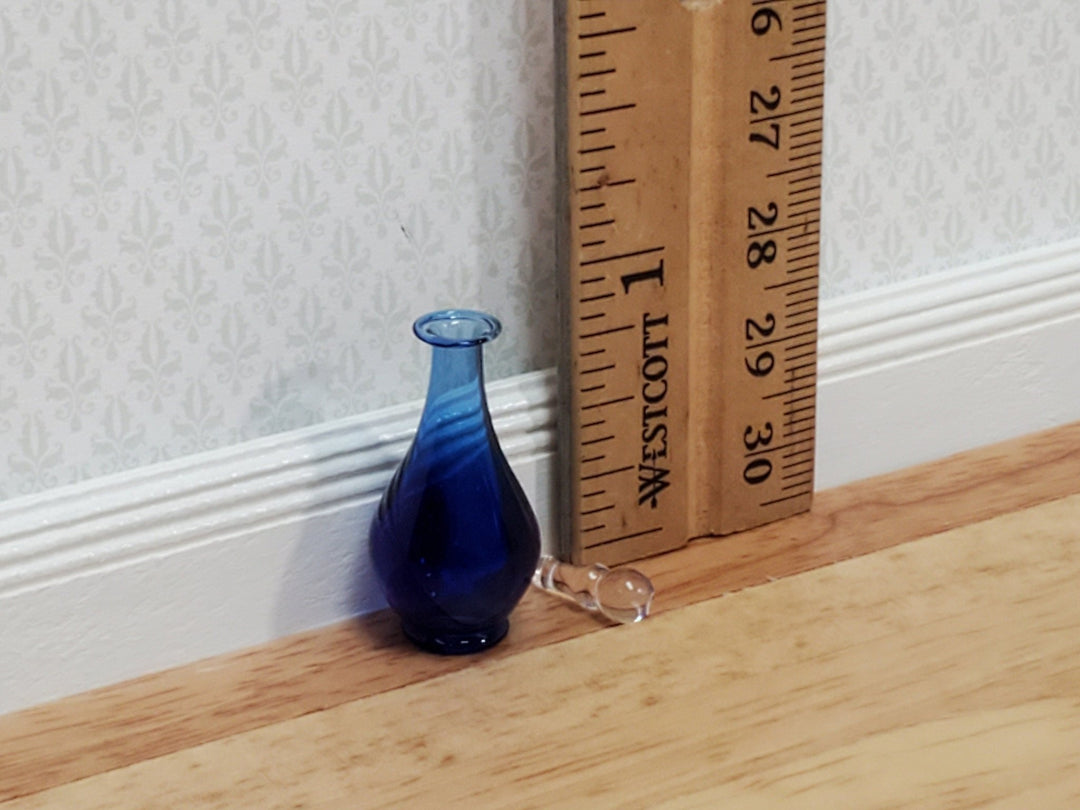 Dollhouse Decanter Cobalt Blue Glass with Stopper 1:12 Scale Miniature Philip Grenyer - Miniature Crush