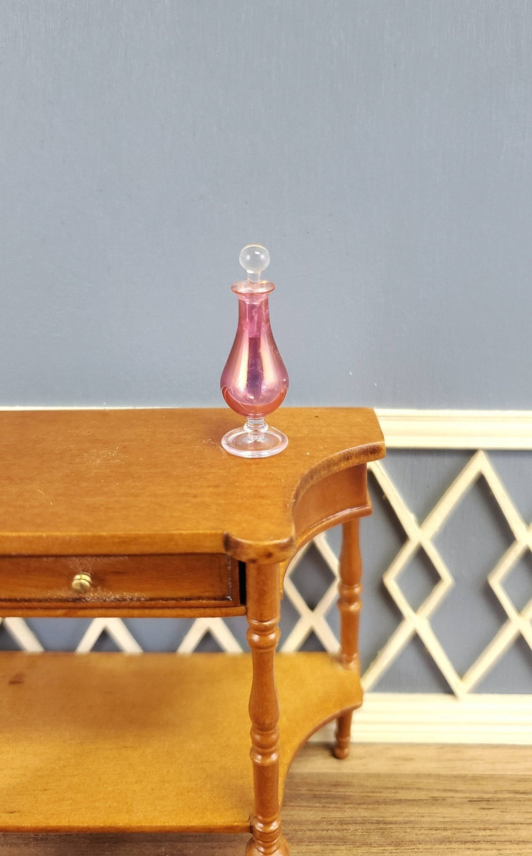 Dollhouse Decanter Tall Slim Cranberry Glass with Stopper 1:12 Scale Philip Grenyer - Miniature Crush