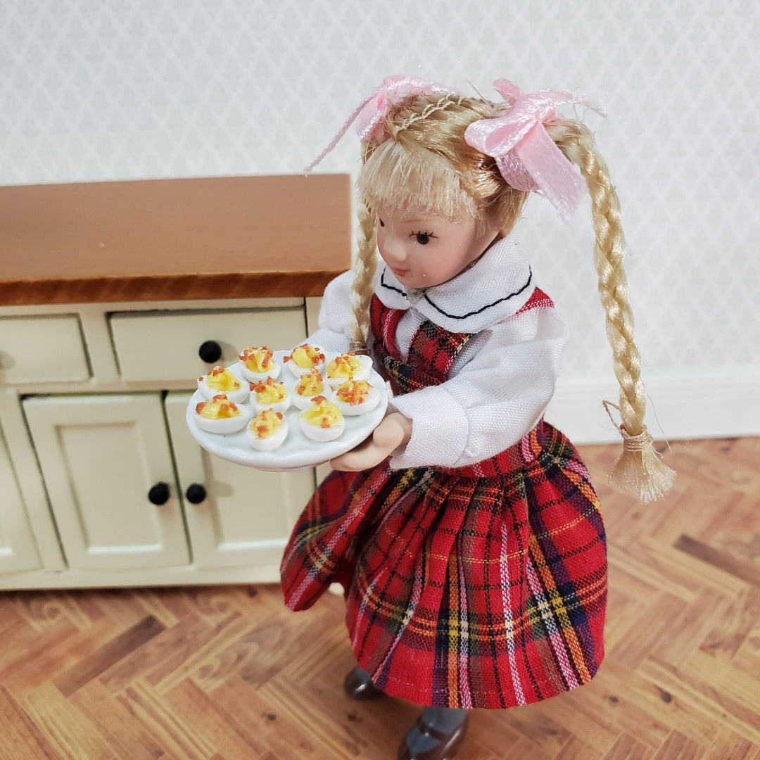 Dollhouse Deviled Eggs on Ceramic Plate 1:12 Scale Miniature Kitchen Food - Miniature Crush