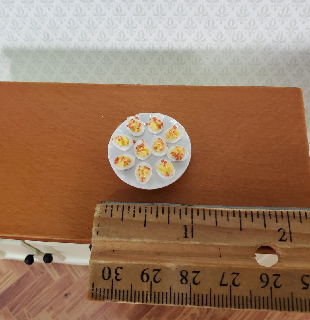 Dollhouse Deviled Eggs on Ceramic Plate 1:12 Scale Miniature Kitchen Food - Miniature Crush