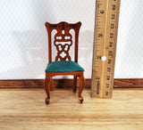 Dollhouse Dining Chair Green Padded Seat 1:12 Scale Miniature Furniture Walnut Finish - Miniature Crush