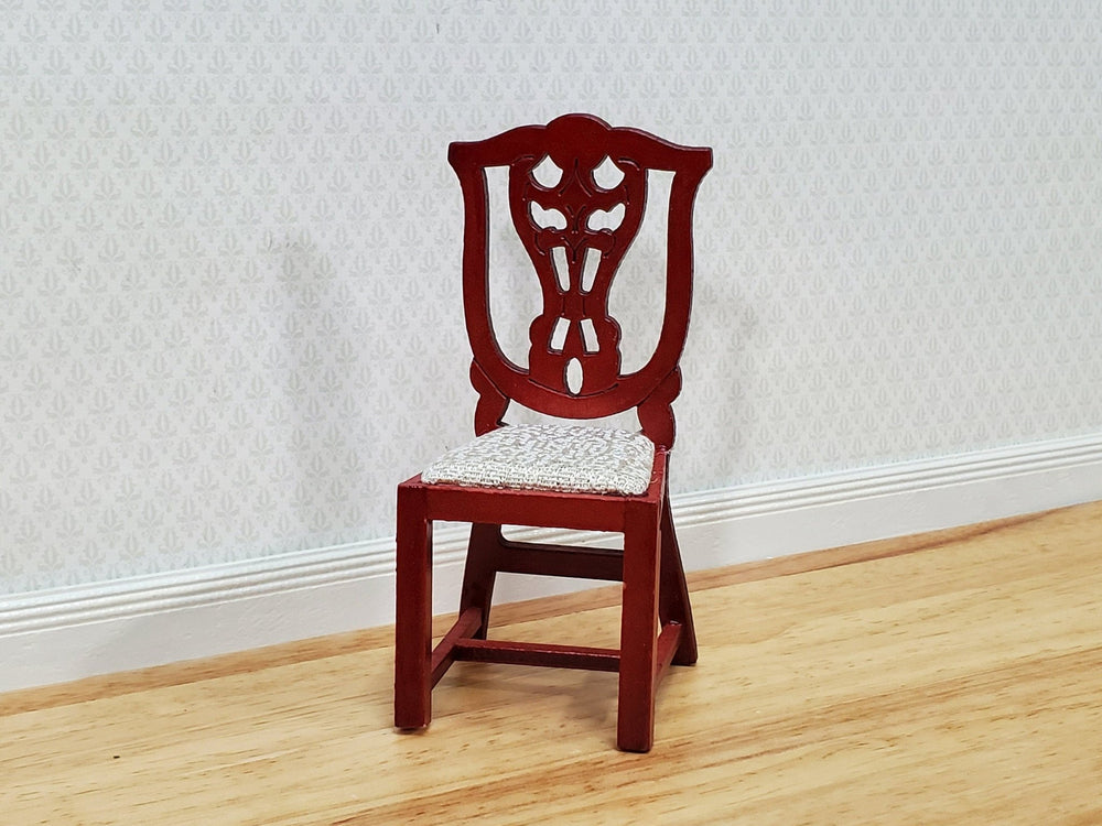Dollhouse Dining Chair Wood with Mahogany Finish 1:12 Scale Miniature Furniture - Miniature Crush