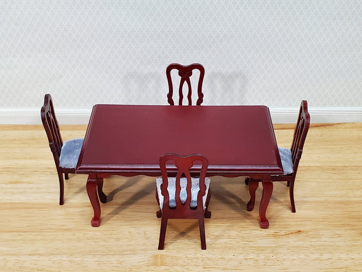 Dollhouse Dining Room Table and 4 Chairs Mahogany Finish 1:12 Scale Miniature Furniture - Miniature Crush