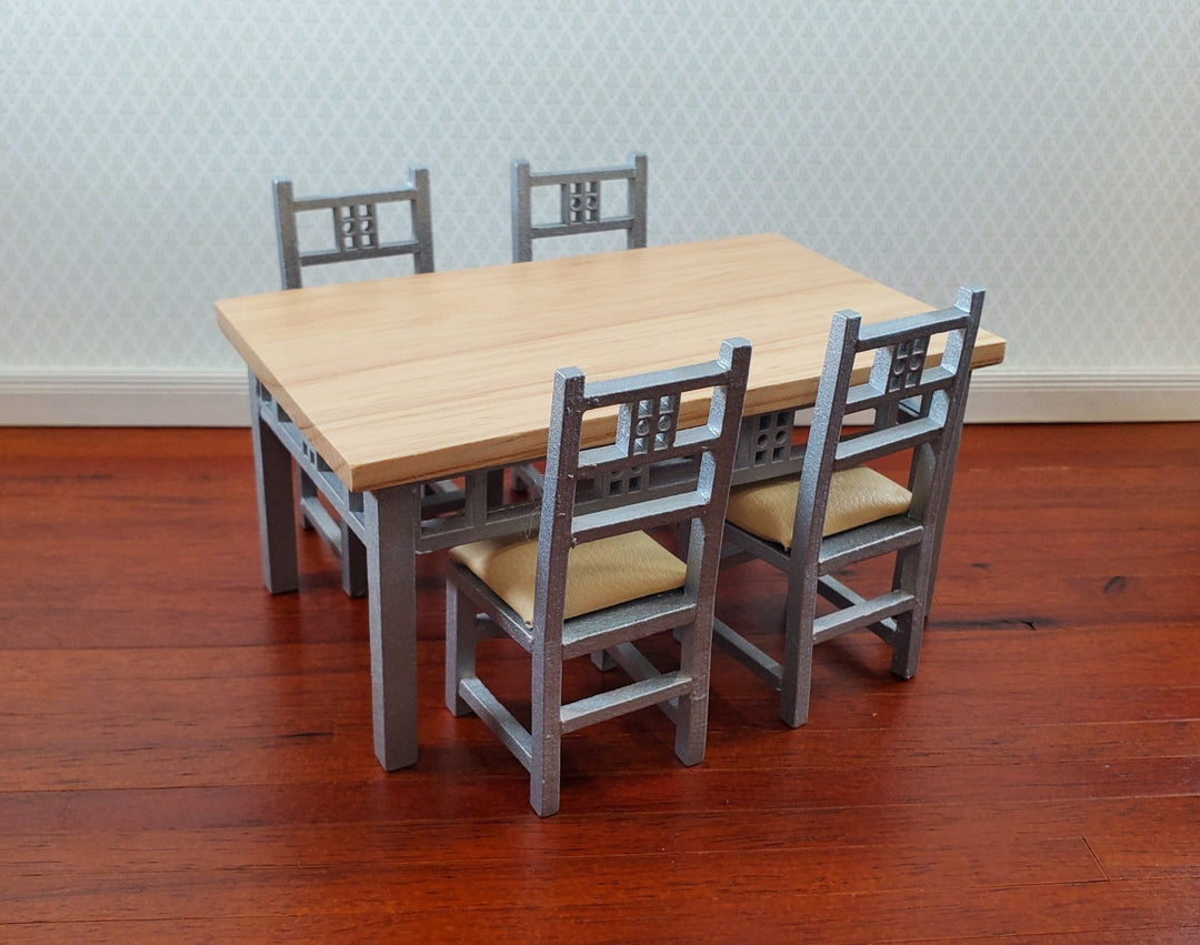 Dollhouse Dining Room Table and 4 Chairs Modern Style 1:12 Scale Miniature Furniture - Miniature Crush