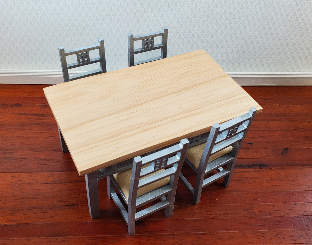 Dollhouse Dining Room Table and 4 Chairs Modern Style 1:12 Scale Miniature Furniture - Miniature Crush