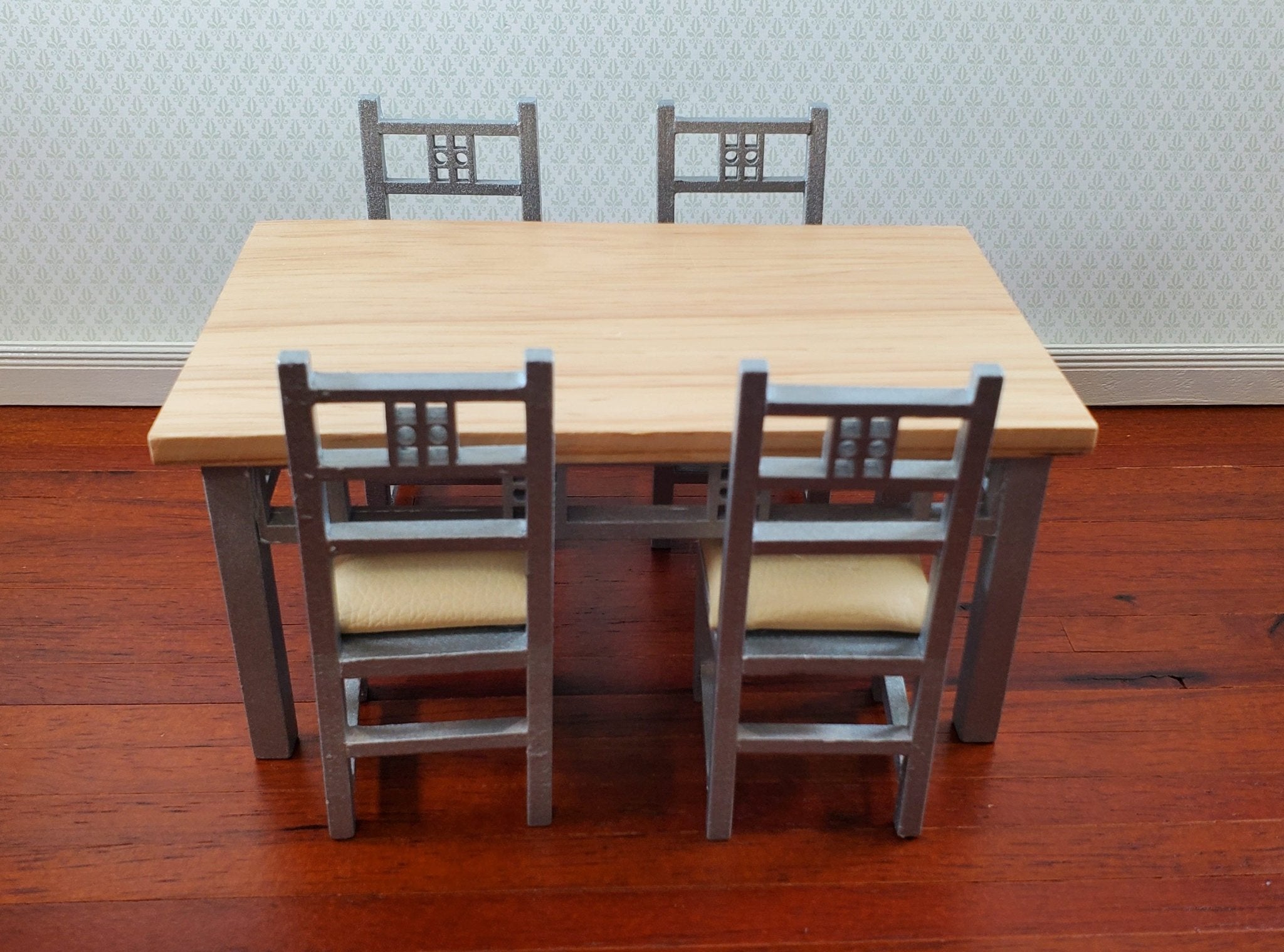 1:12 Dollhouse miniature modern dinning outlets room set - Table and 4 chairs