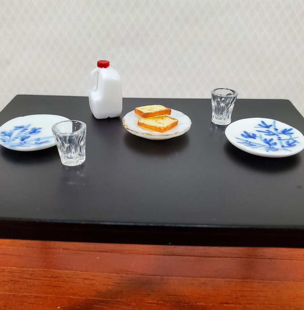 Dollhouse Dinner Plates White Blue Design Ceramic Set of 2 1:12 Scale Miniature 1" - Miniature Crush