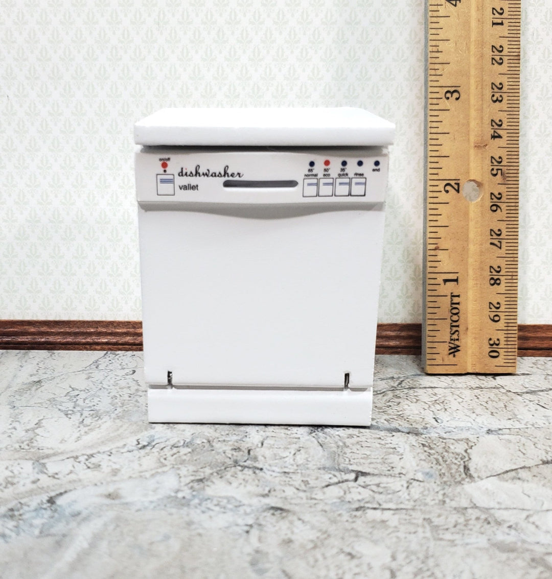 Dollhouse Dishwasher Modern Style Opens White 1:12 Scale Miniature - Miniature Crush