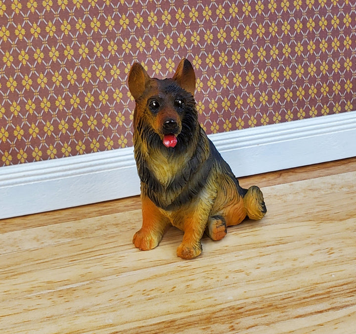 Dollhouse Dog German Shepherd Sitting Large 1:12 Scale Miniature Animal Pet Resin - Miniature Crush