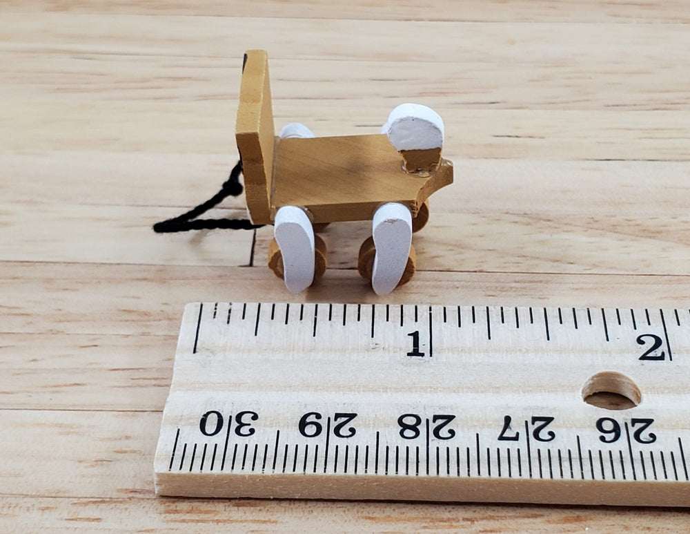 Dollhouse Dog Puppy Pull Toy Wood 1:12 Scale Miniature Nursery Decor Accessories - Miniature Crush