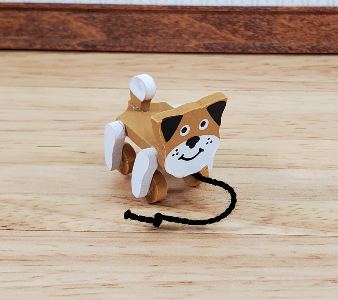 Dollhouse Dog Puppy Pull Toy Wood 1:12 Scale Miniature Nursery Decor Accessories - Miniature Crush