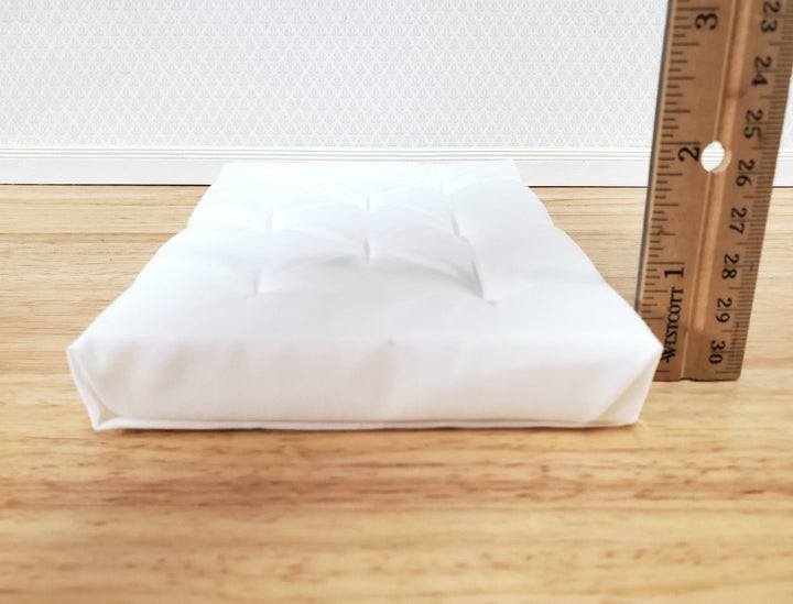 Dollhouse Doll Double Mattress White Tufted 1:12 Scale Miniature Bedroom 6 1/4" Long - Miniature Crush
