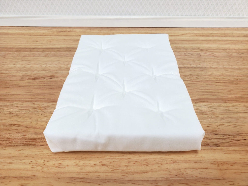 Dollhouse Doll Double Mattress White Tufted 1:12 Scale Miniature Bedroom 6 1/4" Long - Miniature Crush