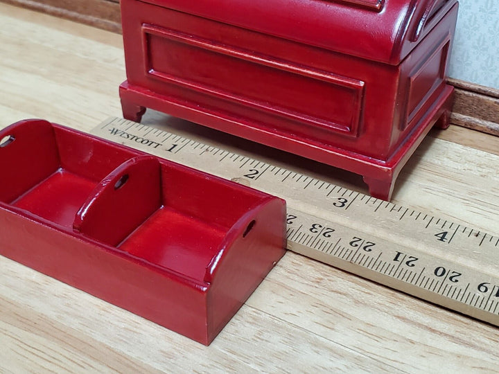 Dollhouse Domed Trunk w/ Tray Insert Mahogany Finish Wood 1:12 Scale Miniature Furniture - Miniature Crush