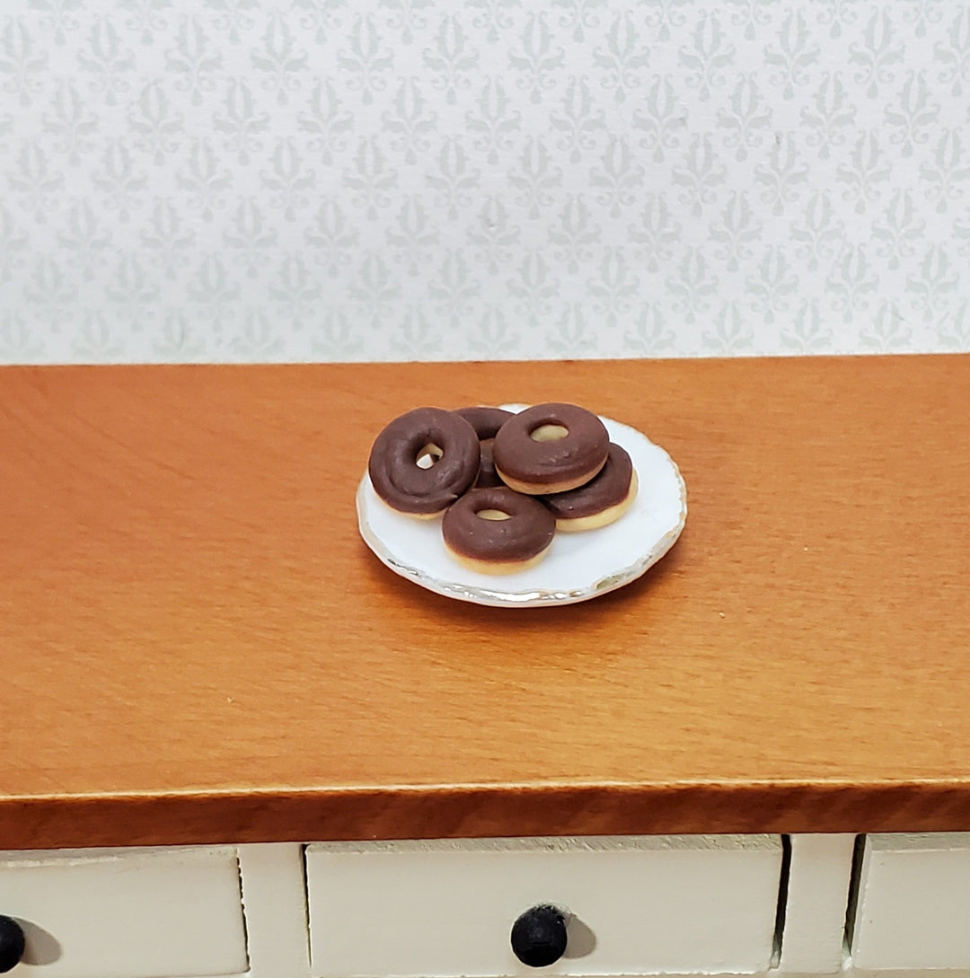 Dollhouse Donuts x5 Chocolate Frosted 1:12 Scale Miniature Food Dessert Bakery - Miniature Crush