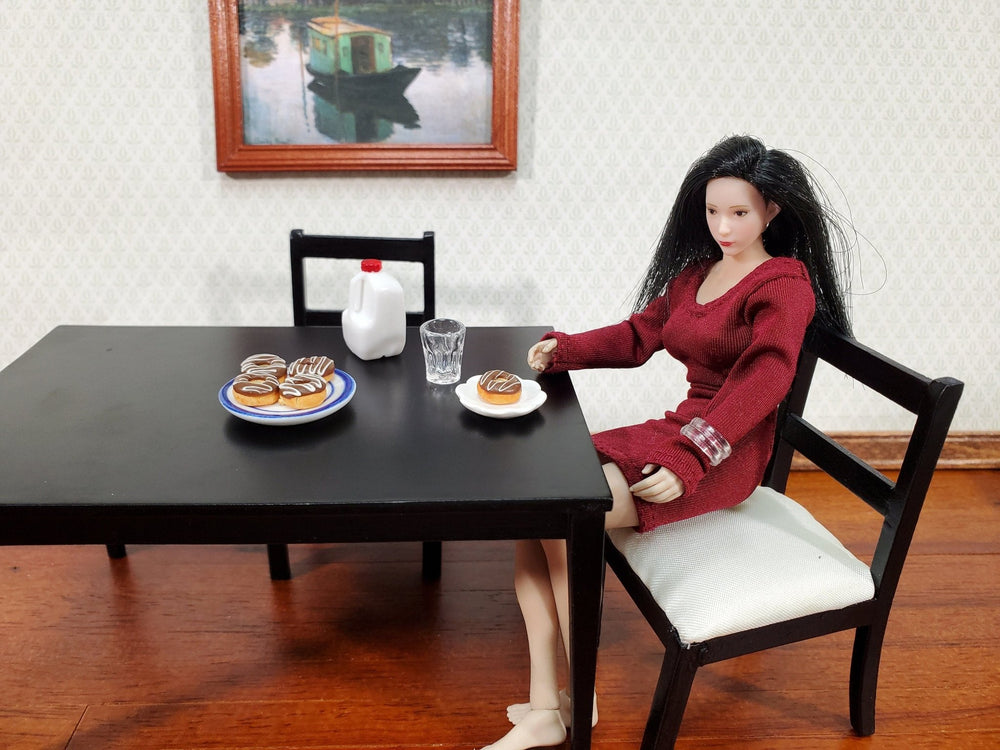 Dollhouse Donuts x5 Chocolate Frosted White Drizzle 1:12 Scale Miniature Food Dessert Bakery - Miniature Crush