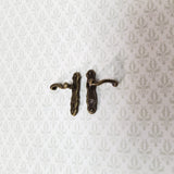 Dollhouse Door Handles Bronze x2 French Lever Style 1:12 Scale Miniatures S1518A - Miniature Crush