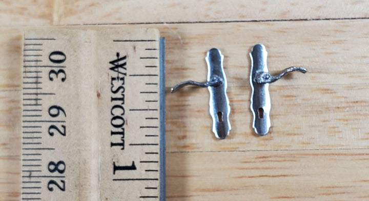 Dollhouse Door Handles Nickel x2 French Lever Style 1:12 Scale Miniatures CLA05582 - Miniature Crush