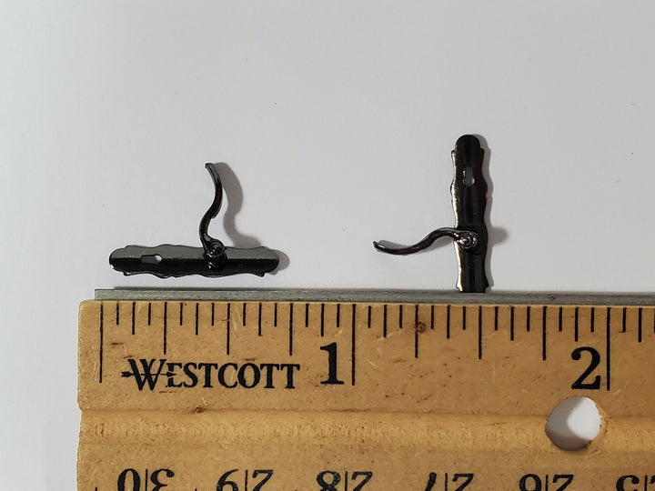 Dollhouse Door Handles x2 French Lever Style Dark Pewter 1:12 Scale Miniatures CLA05581 - Miniature Crush