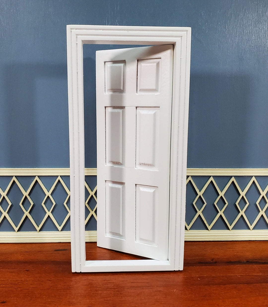 Dollhouse Door Interior White 6 Panel Includes Trim 1:12 Scale Miniature - Miniature Crush