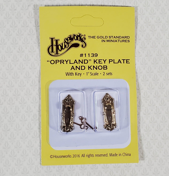 Dollhouse Doorknobs Fancy Gold 1 Set Metal 1:12 Scale Miniature by Houseworks 1139 - Miniature Crush