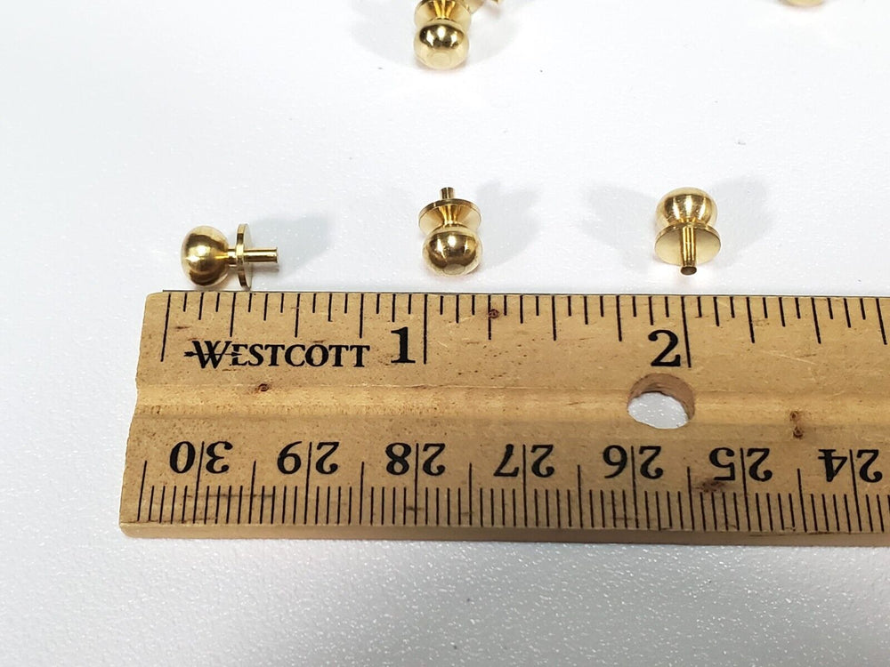 Dollhouse Doorknobs Round Gold Brass Set of 6 Large Use in 1:12 or 1/6 Scale Miniatures - Miniature Crush