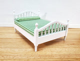 Dollhouse Double Bed Spindles with Mattress White Finish 1:12 Scale Miniature Furniture - Miniature Crush