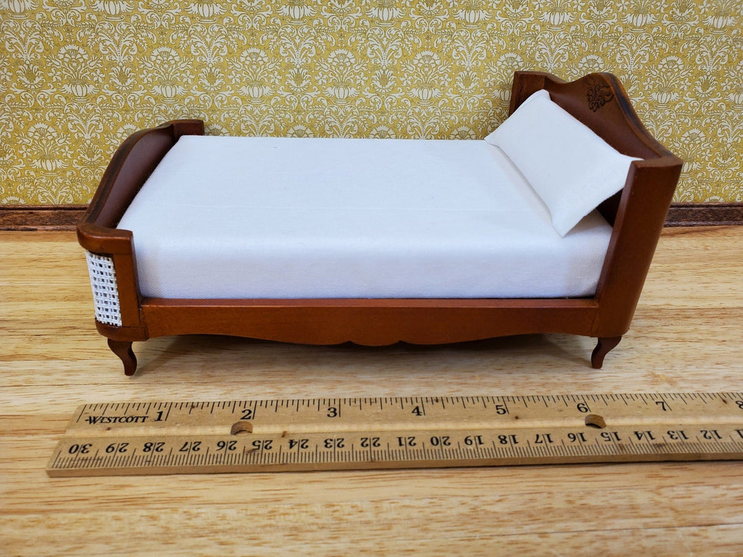 Dollhouse Double Bed Wood Walnut Finish 1:12 Scale Bedroom Furniture - Miniature Crush
