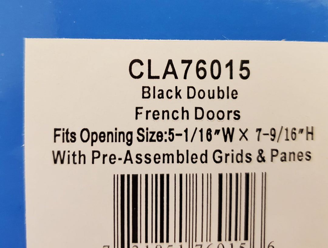 Dollhouse Double French Doors with Windows BLACK 1:12 Scale Miniature Interior Exterior - Miniature Crush