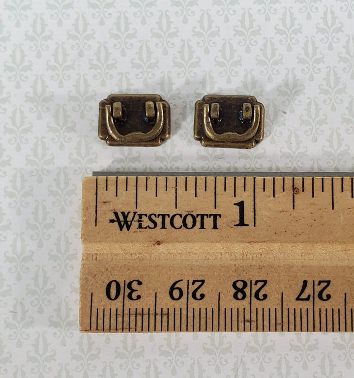 Dollhouse Drawer Pulls or Trunk Handles Set of 2 Antique Brass 1:12 Scale Miniature Accessory - Miniature Crush