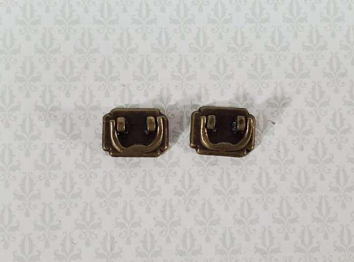 Dollhouse Drawer Pulls or Trunk Handles Set of 2 Antique Brass 1:12 Scale Miniature Accessory - Miniature Crush