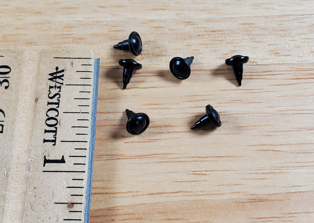 Dollhouse Drawer Pulls Round BLACK Metal 6 Pieces 1:12 Scale Miniature - Miniature Crush